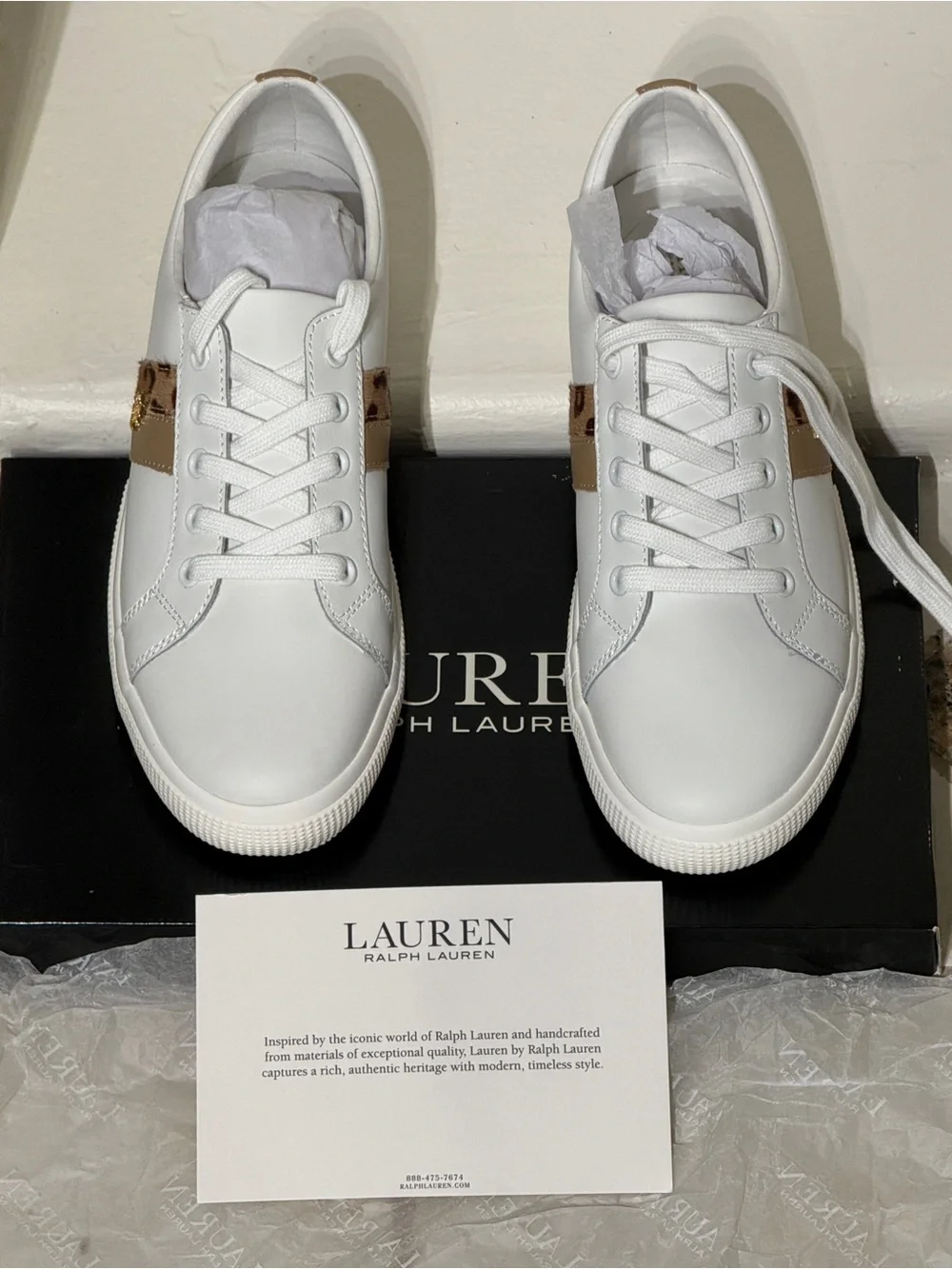 POLO RALPH LAUREN White Low-Top Leather Sneakers women’s size 9.5/ EU 41 *NEW*